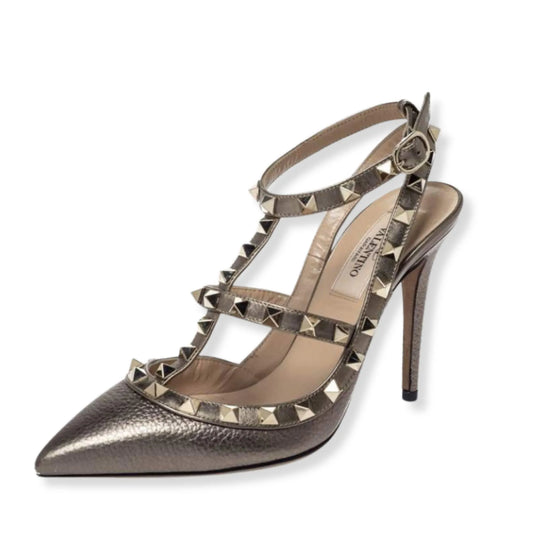 VALENTINO ROCKSTUD METALLIC GREY