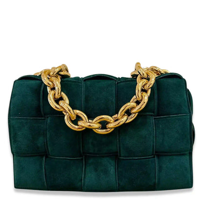 BOTTEGA VENETA GREEN SUEDE LEATHER CHAIN CASSETTE