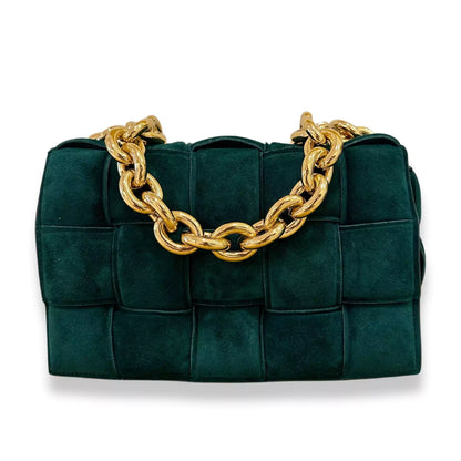 BOLSO DE CADENA DE PIEL DE ANTE VERDE BOTTEGA VENETA