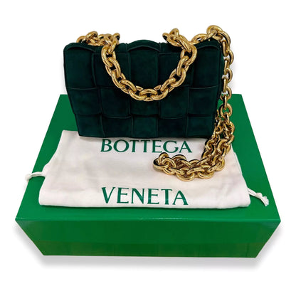 BOLSO DE CADENA DE PIEL DE ANTE VERDE BOTTEGA VENETA