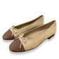 CHANEL BEIGE SUEDE LEATHER BALLET FLATS
