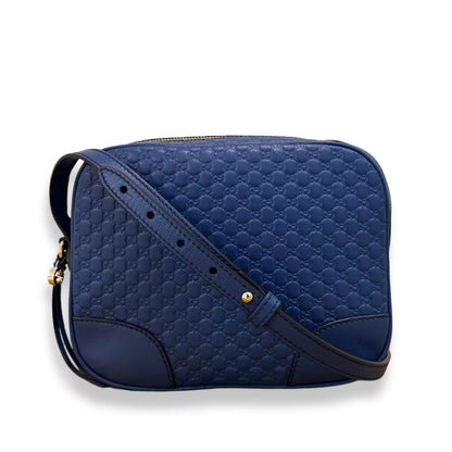 GUCCI BLUE LEATHER MICROGUCCISSIMA MINI BREE MESSENGER BAG