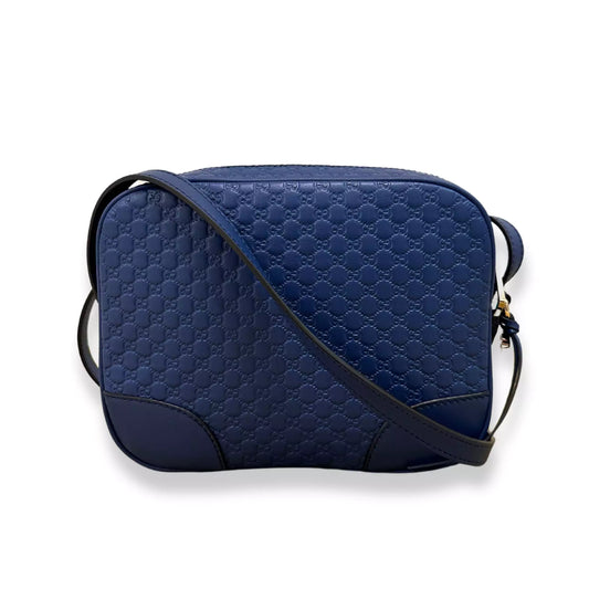 GUCCI BLUE LEATHER MICROGUCCISSIMA MINI BREE MESSENGER BAG