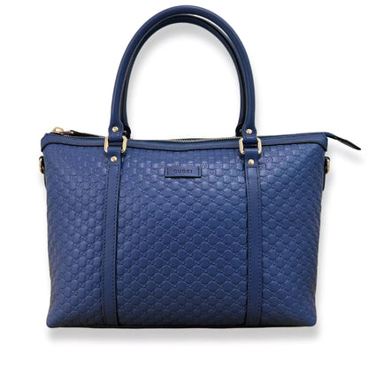 GUCCI BLUE LEATHER MICROGUCCISIMO ABBEY BAG
