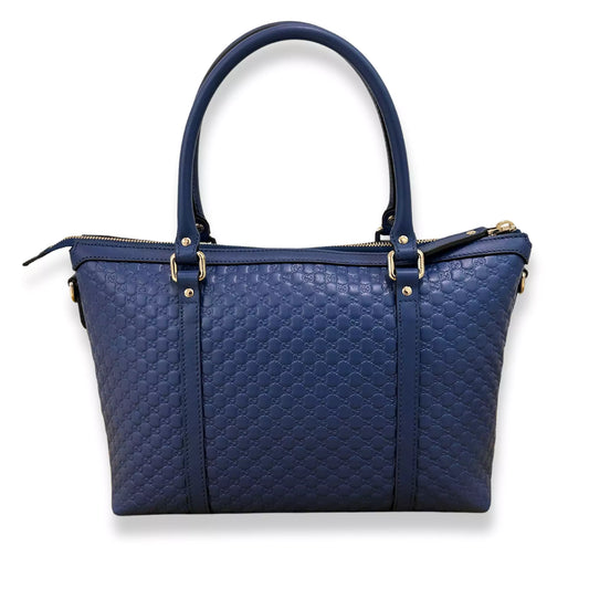 GUCCI BLUE LEATHER MICROGUCCISIMO ABBEY BAG