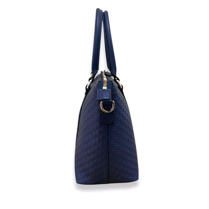 GUCCI BLUE LEATHER MICROGUCCISIMO ABBEY BAG