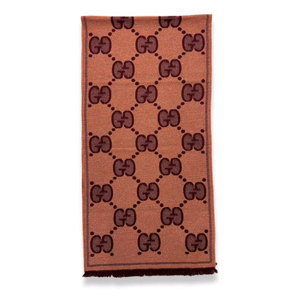 GUCCI PINK/BURGUNDY GG JUMBO WOOL SCARF