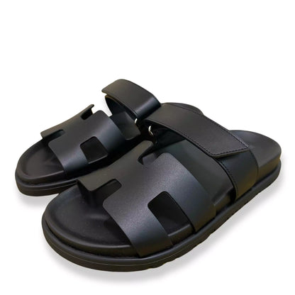 Sandalias Hermes de piel negra chipre
