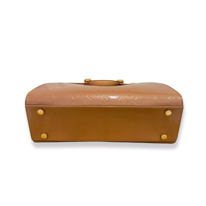 BOLSO VERNIS BREA MARRÓN DORADO LV