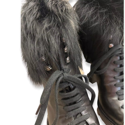 Botines Prada de piel y cuero negro