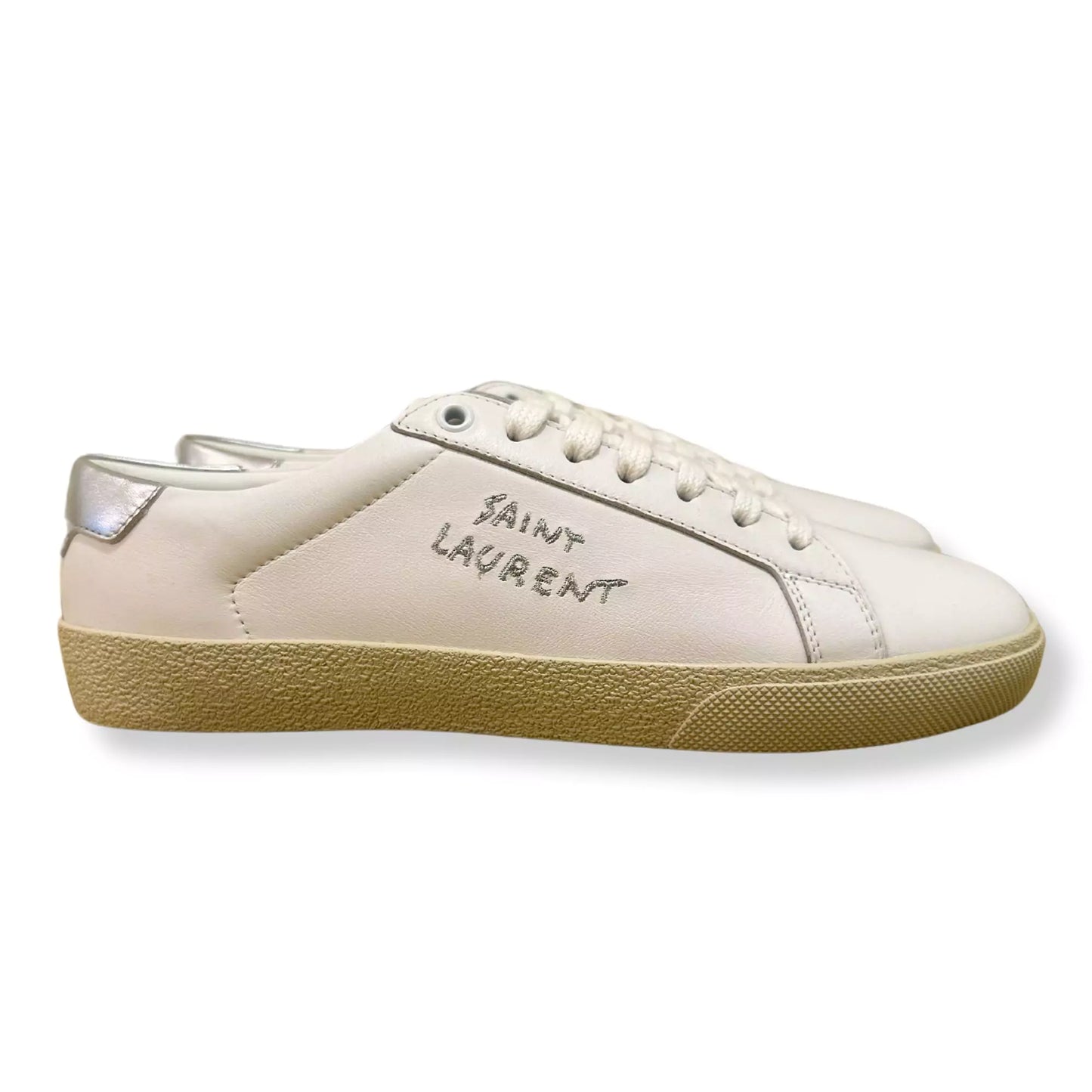 YVES SAINT LAURENT YSL WHITE LEATHER SNEAKERS