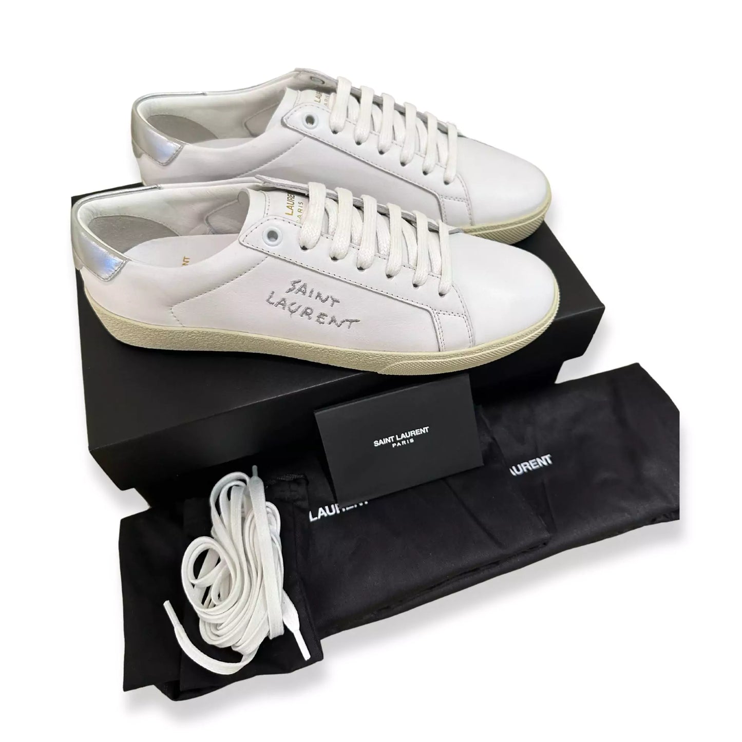 YSL WHITE LEATHER SNEAKERS