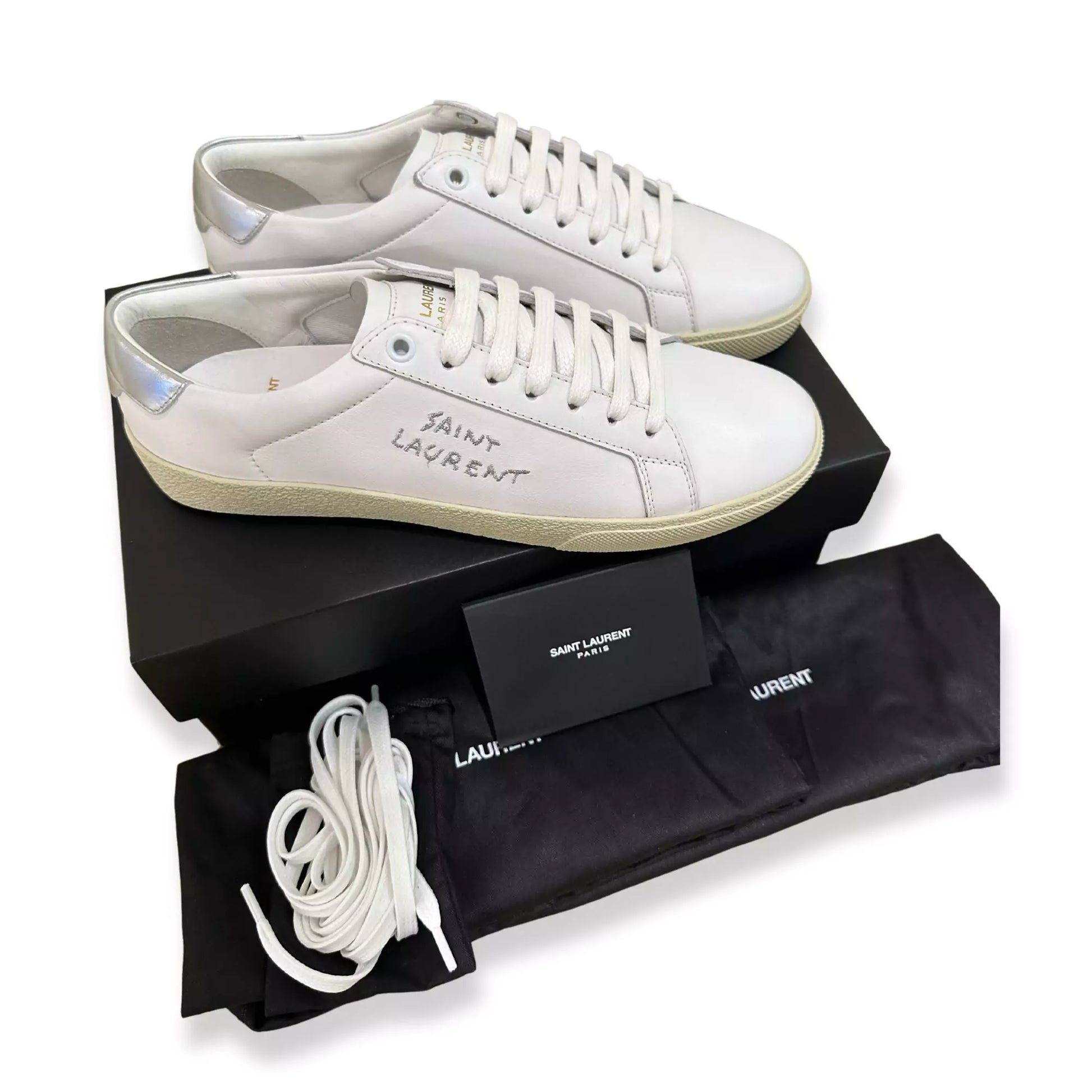 Yves Saint Laurent YSL WHITE LEATHER SNEAKERS – EYE LUXURY Yves Saint Laurent YSL WHITE LEATHER SNEAKERS – EYE LUXURY