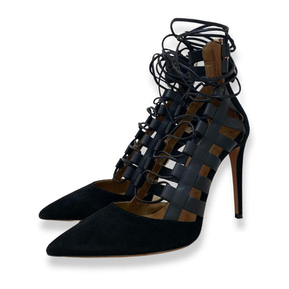 SANDALIAS ALTAS DE PIEL NEGRA AQUAZZURA