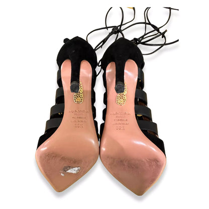 SANDALIAS ALTAS DE PIEL NEGRA AQUAZZURA
