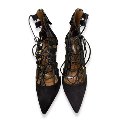 SANDALIAS ALTAS DE PIEL NEGRA AQUAZZURA