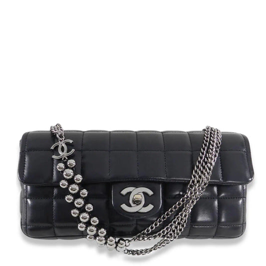 CHANEL BLACK BAR EAST WEST CHAIN FLAP BAG