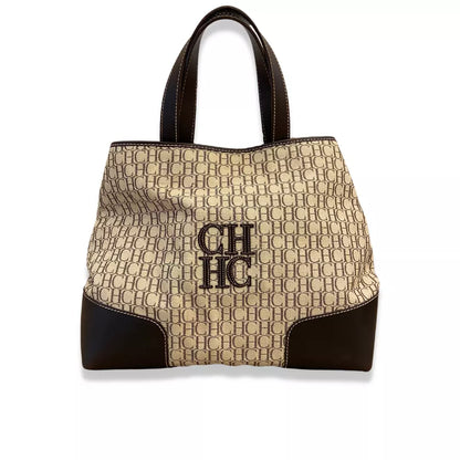 CAROLINA HERRERA CH MONOGRAM CANVAS TOTE BAG