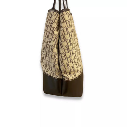 CAROLINA HERRERA CH MONOGRAM CANVAS TOTE BAG