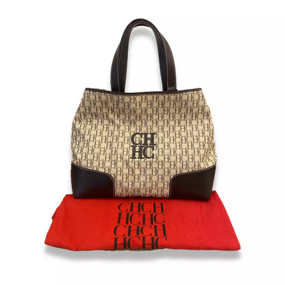 CAROLINA HERRERA CH MONOGRAM CANVAS TOTE BAG