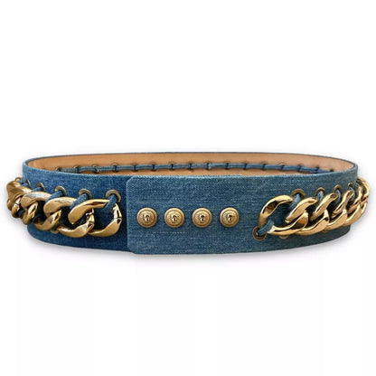 BALMAIN DENIM CHAIN WAIST BELT
