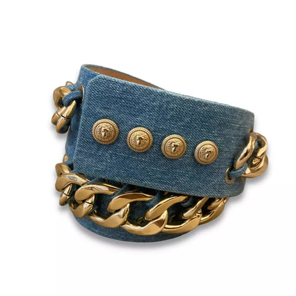 BALMAIN DENIM CHAIN WAIST BELT