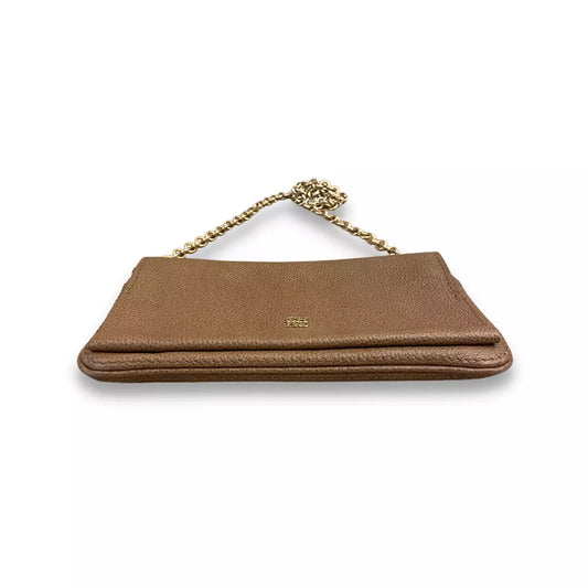 BOLSO CLUTCH DE PIEL MARRÓN CAROLINA HERRERA CH