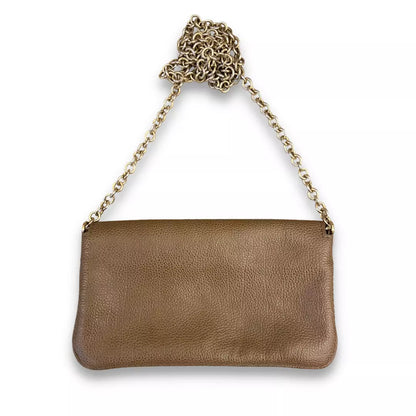 BOLSO CLUTCH DE PIEL MARRÓN CAROLINA HERRERA CH