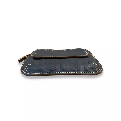 CARTERA CAROLINA HERRERA DE PIEL AZUL CON MONOGRAMA CH