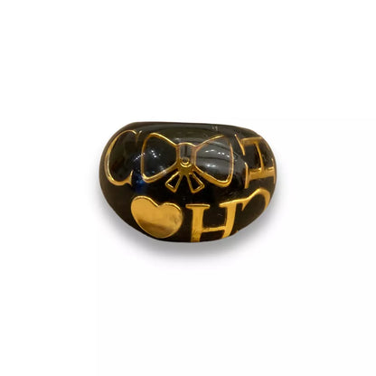 CAROLINA HERRERA BLACK RESIN CH LOGO RING