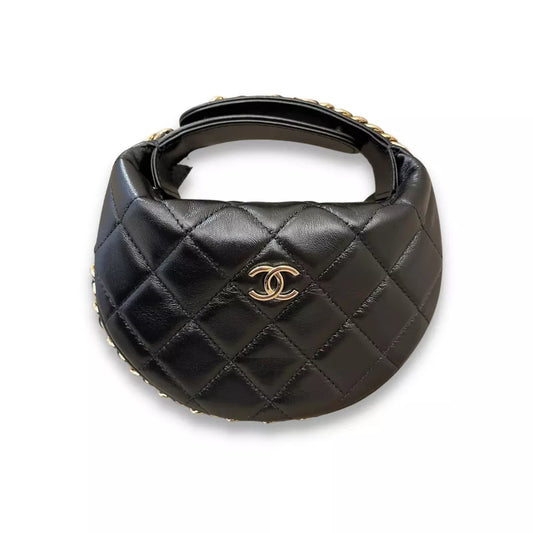 CHANEL BLACK CABAS CHAIN AROUND BAG