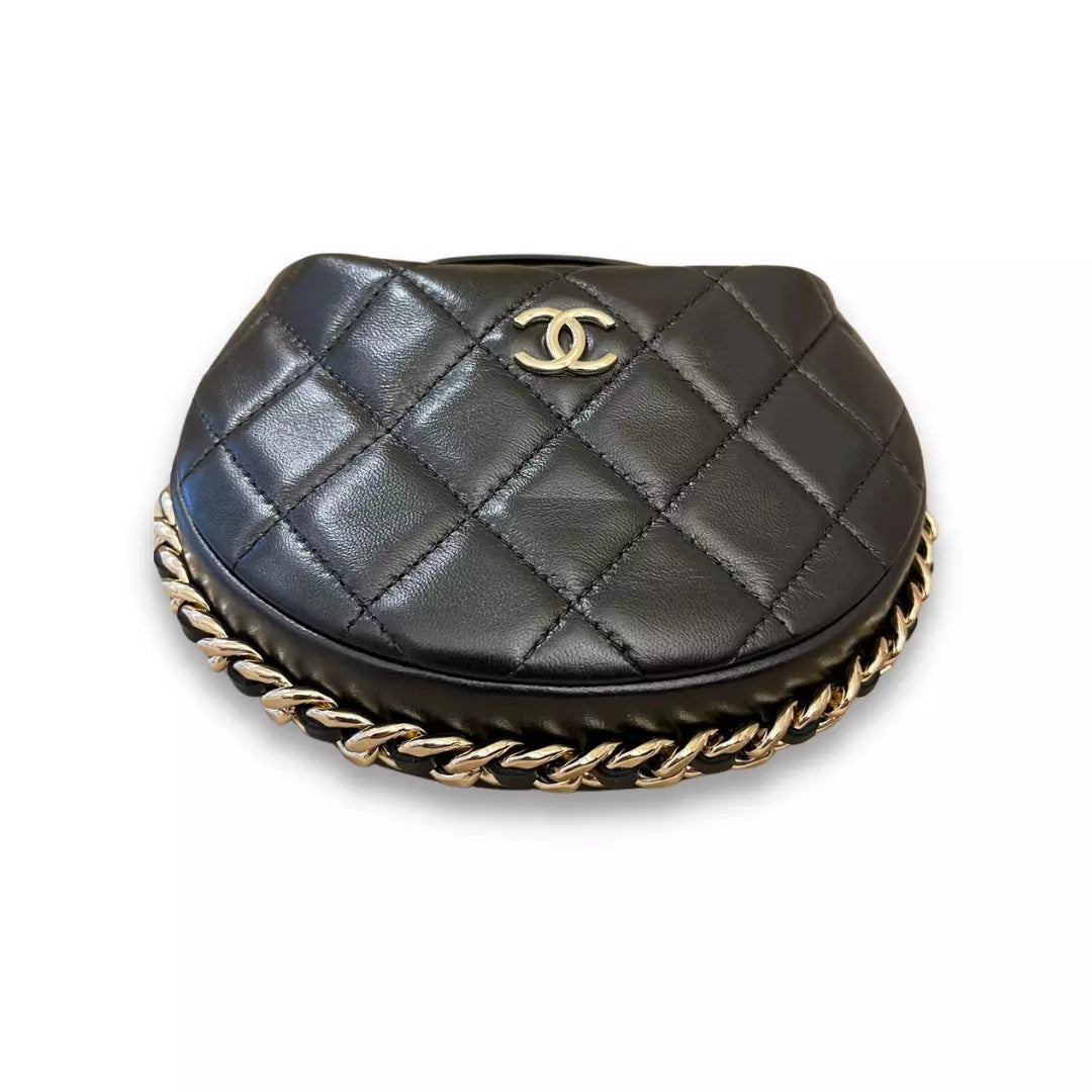 Chanel round classic 2025 clutch with chain