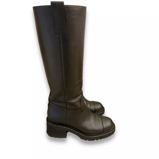 BOTAS ALTAS DE PIEL DE BECERRO NEGRA CHANEL