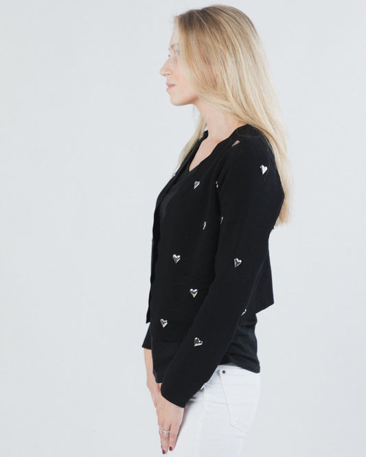 CHANEL BLACK HEARTS CARDIGAN