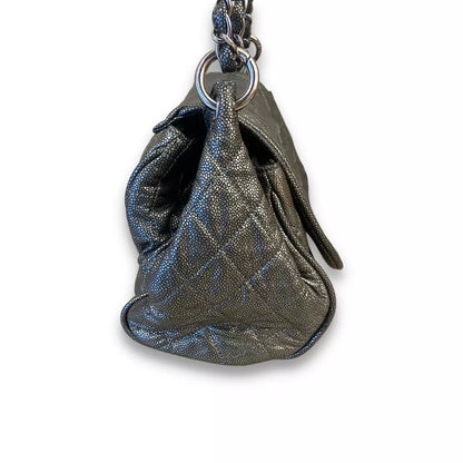 CHANEL BLACK METALIZED LEATHER BAG