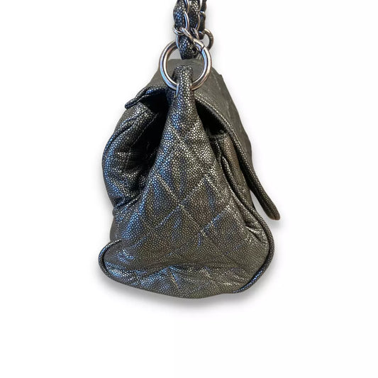 BOLSO CHANEL DE PIEL METALIZADA NEGRO