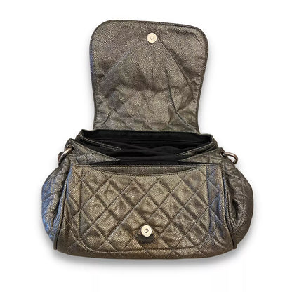 CHANEL BLACK METALIZED LEATHER BAG