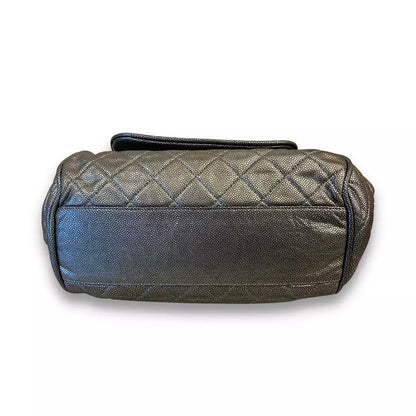 CHANEL BLACK METALIZED LEATHER BAG