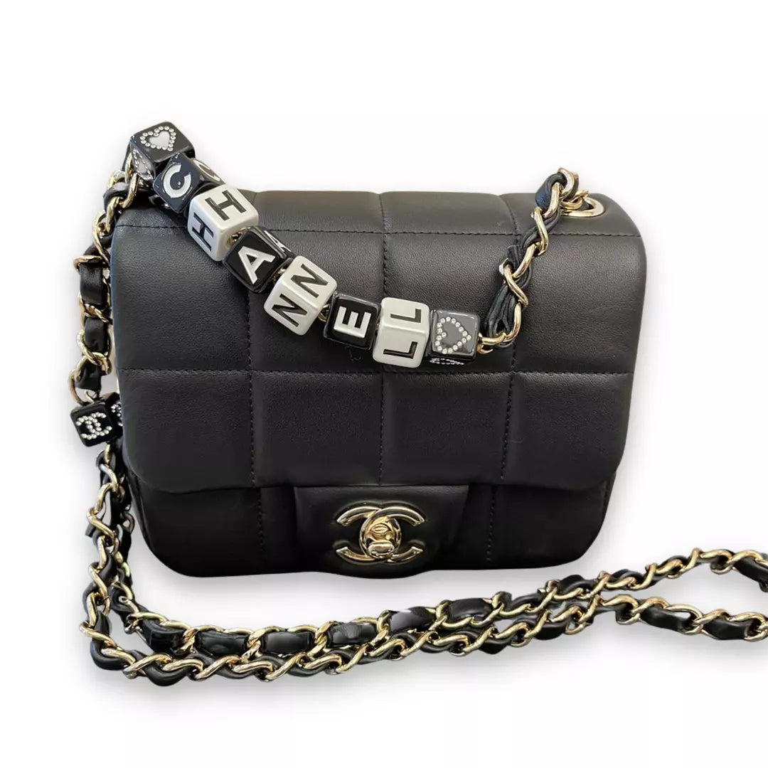 Chanel Black Satin Melrose Cabas Draw-Chain Large Tote Bag