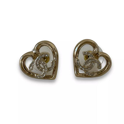 CHANEL CC HEART CRYSTAL EARRINGS