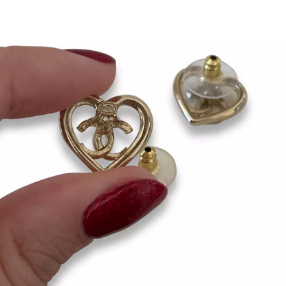 CHANEL CC HEART CRYSTAL EARRINGS