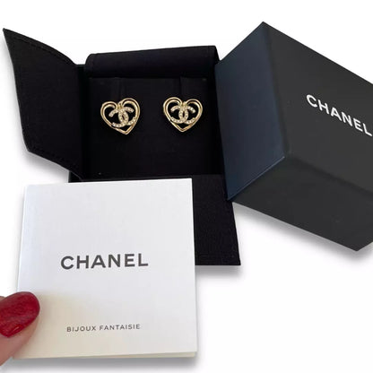 CHANEL CC HEART CRYSTAL EARRINGS