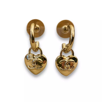 CHANEL CC HEART METAL EARRINGS