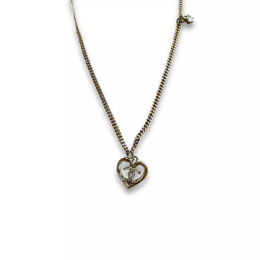 CHANEL CC HEART CRYSTAL NECKLACE