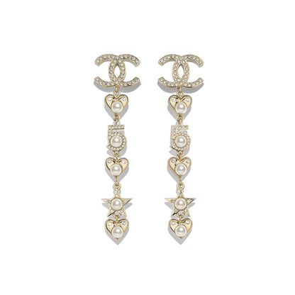CHANEL STAR AND HEART CC DANGLE EARRINGS