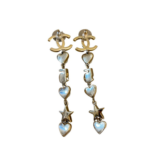 CHANEL STAR AND HEART CC DANGLE EARRINGS
