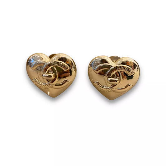 CHANEL MAXI CC HEART METAL EARRINGS