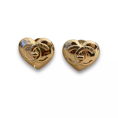 CHANEL MAXI CC HEART METAL EARRINGS
