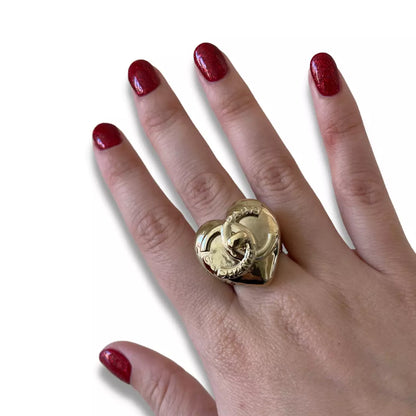 ANILLO DE METAL CHANEL MAXI CORAZÓN