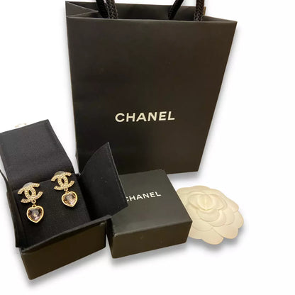 CHANEL METAL STRASS CRYSTAL & PEARLS EARRINGS